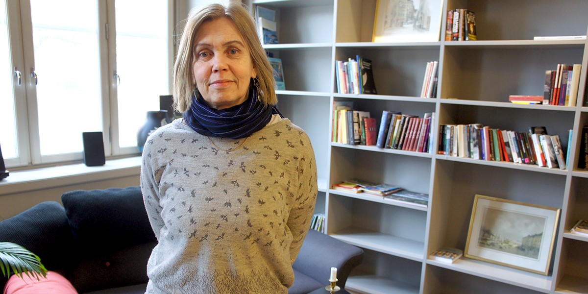 Lisa Forell i träningsboendets gemensamhetsutrymme Lisa Forell i träningsboendets gemensamhetsutrymme