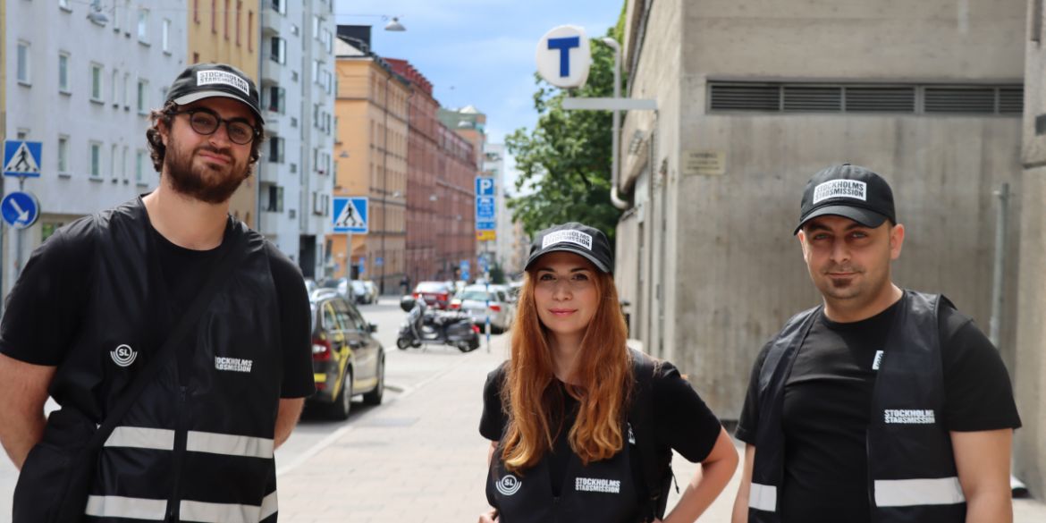 Tre medarbetare från Stockholms Stadsmission Uppsökarteam