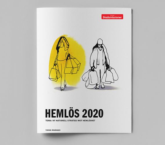 Omslaget på hemlöshetsrapporten 2020, Hemlös 2020