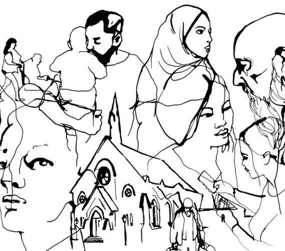 Stockholms Stadsmissions mötesplats vid Mariatorget. Illustration Stina Wirsén