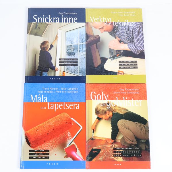 Fyra gör det själv-böcker om hemmafix i färgglada omslag