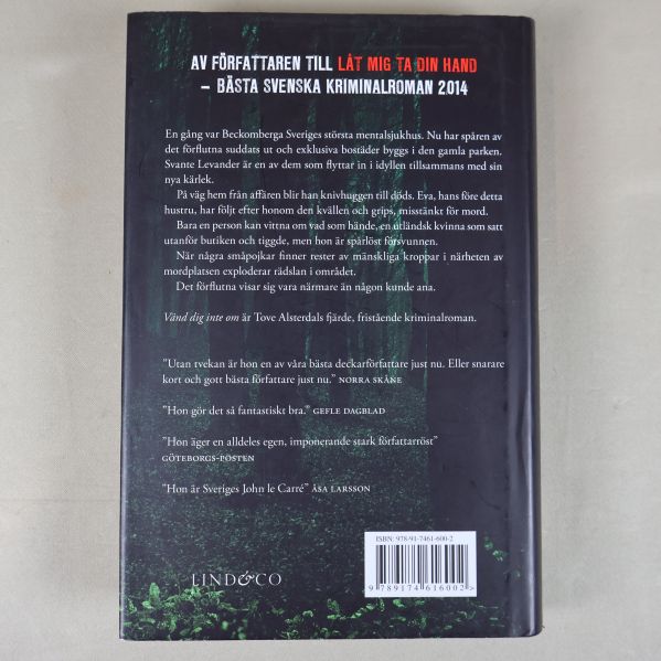 Bokens baksida med sammanfattning och synlig ISBN-kod