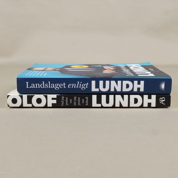 Två böcker staplade med synliga ryggar och titlar