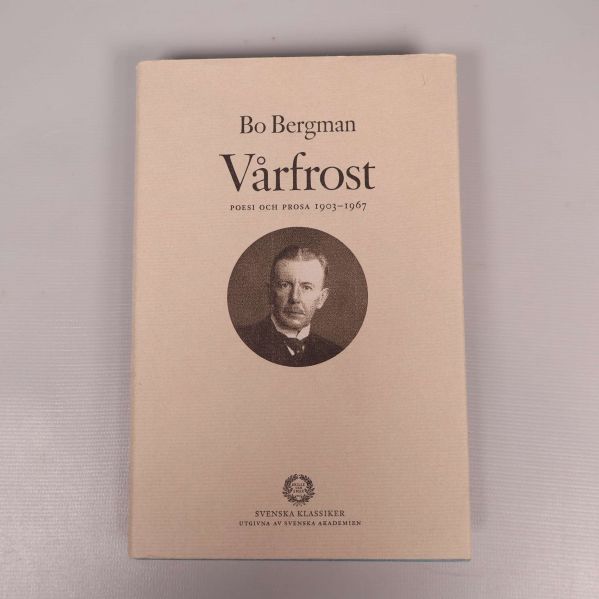 Framsidan av boken Vårfrost av Bo Bergman med porträtt