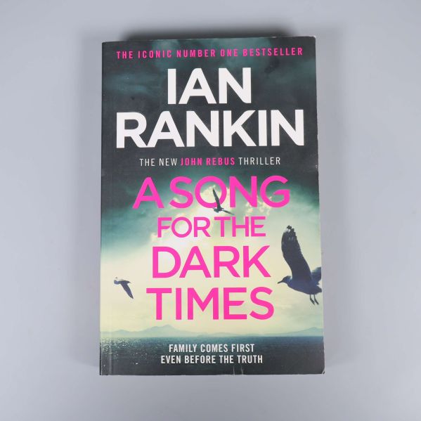 Framsidan av boken A Song for the Dark Times, svart omslag med ljus himmel och flygande fåglar