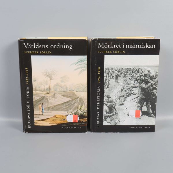 Framsida på böckerna Världens ordning och Mörkret i människan av Sverker Sörlin