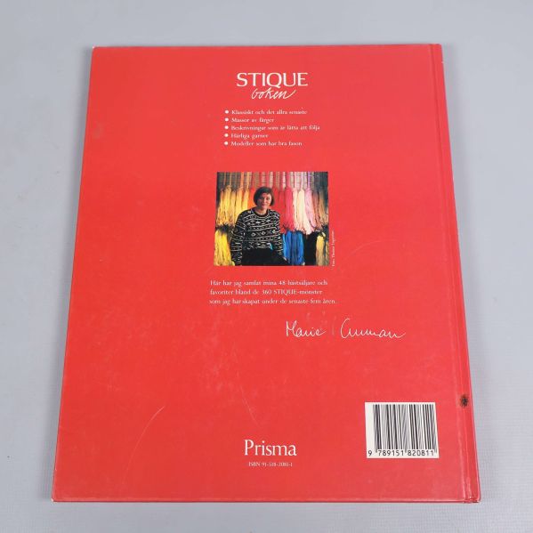 Bokens baksida med kort beskrivning, foto och ISBN-nummer