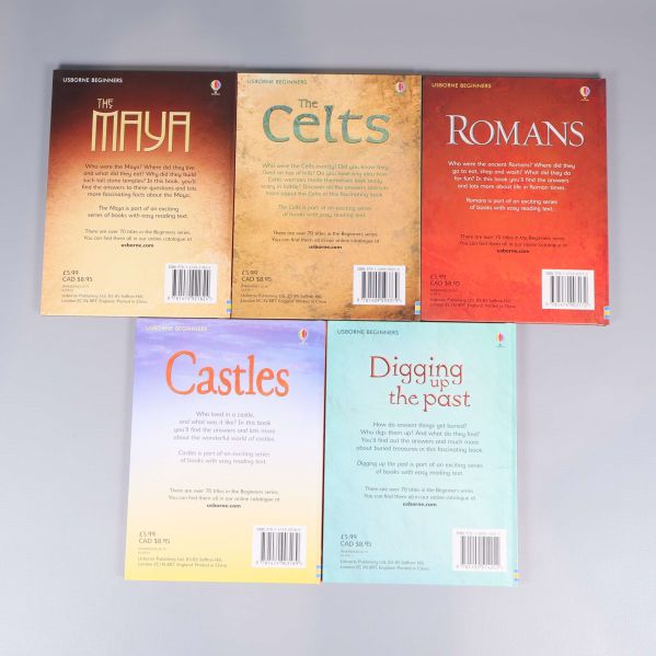 Baksidor av The Maya, The Celts, Romans, Castles och Digging up the past