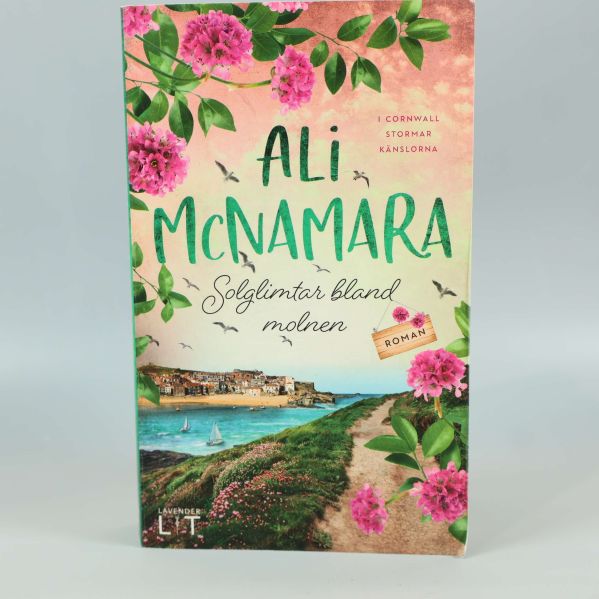 Framsida på boken Solglimtar bland molnen med blommigt omslag