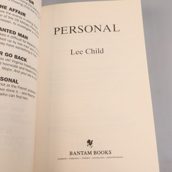 Inlaga med titelsida för boken Personal av Lee Child samt förlag Bantam Books