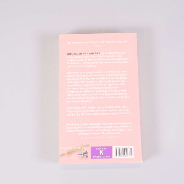 Baksida av pocketbok med beskrivande text, prisgrupp och streckkod