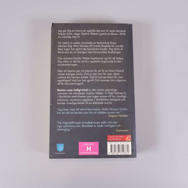 Baksida av boken med beskrivning och ISBN