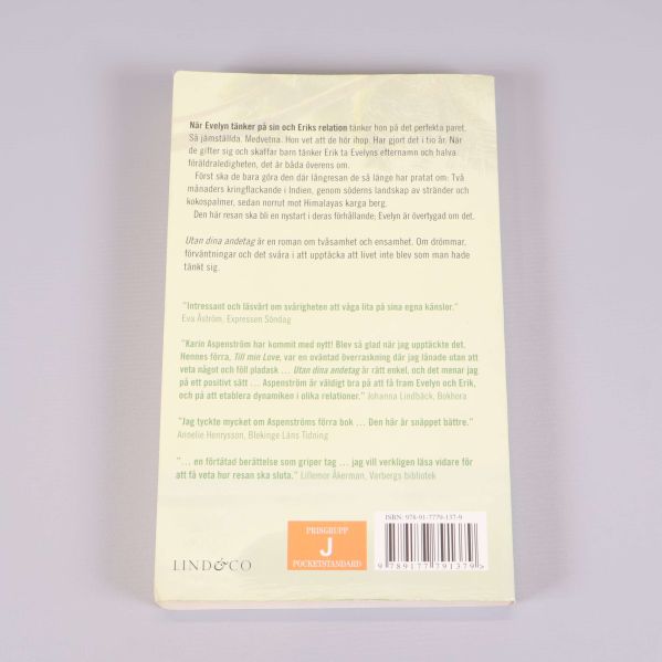Baksida med text och recensioner samt synlig ISBN-kod