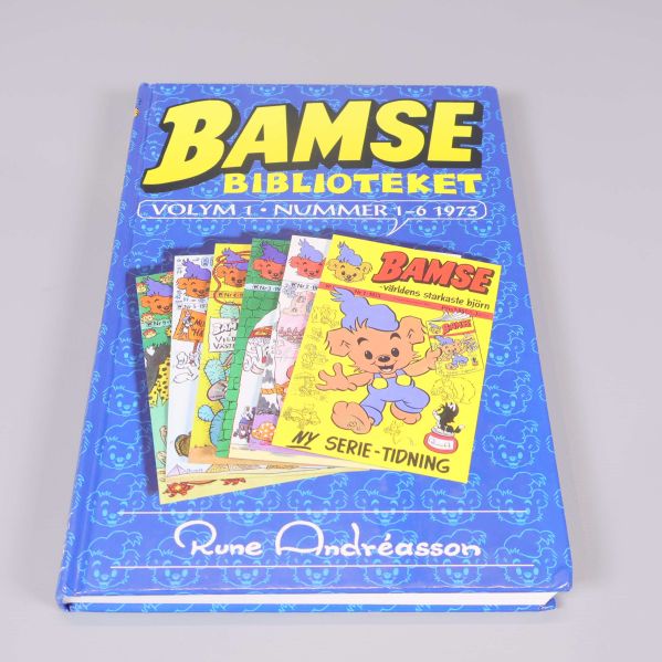 Framsidan av Bamse-biblioteket volym 1 med tecknade omslag