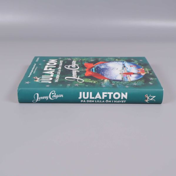 Boken Julafton på den lilla ön i havet sedd från sidan med rygg