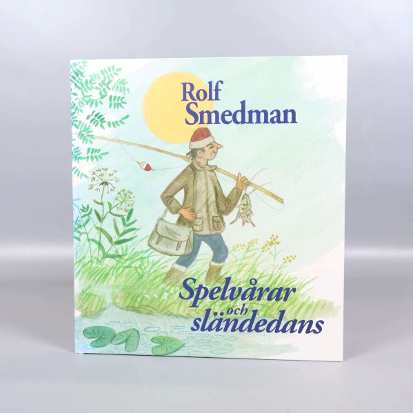 Framsida av boken Spelvårar och sländedans med illustrerad fiskare