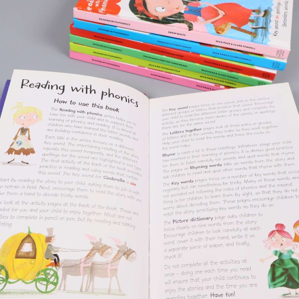 Exempel på uppslag med pedagogisk text i en av böckerna
