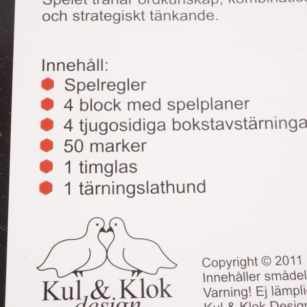 Närbild av spelinnehållslista på Korso HexIQ