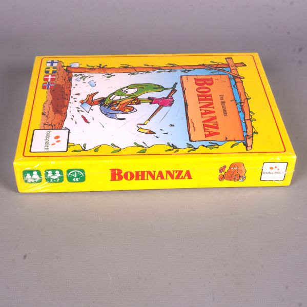 Andra sidan av Bohnanza-låda med ålders- och spelarsymboler