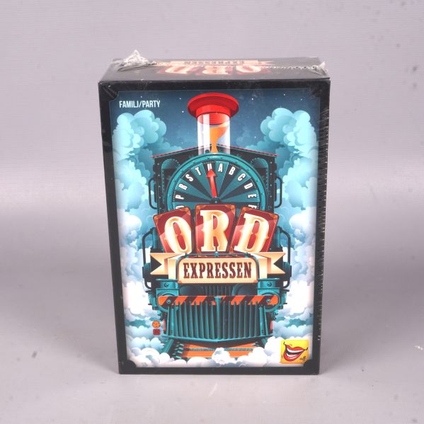 Framsidan av spelboxen Ord Expressen med tågmotiv