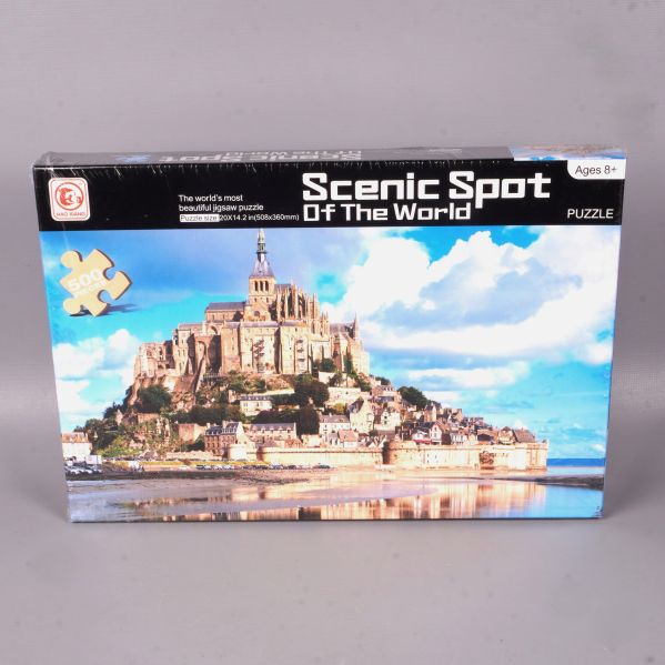 Pussellåda med Mont Saint-Michel och 500 bitar