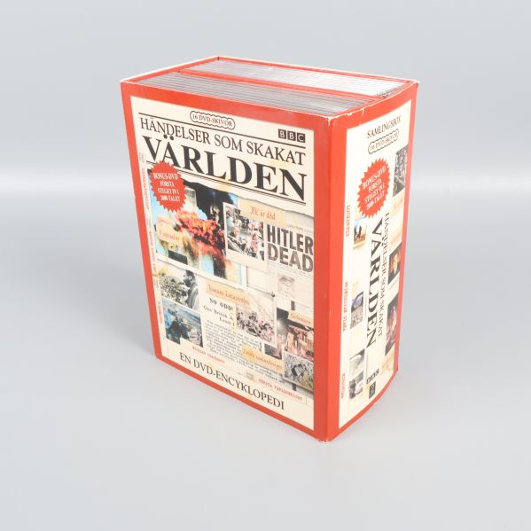 DVD-box Händelser som skakat världen fotograferad snett framifrån