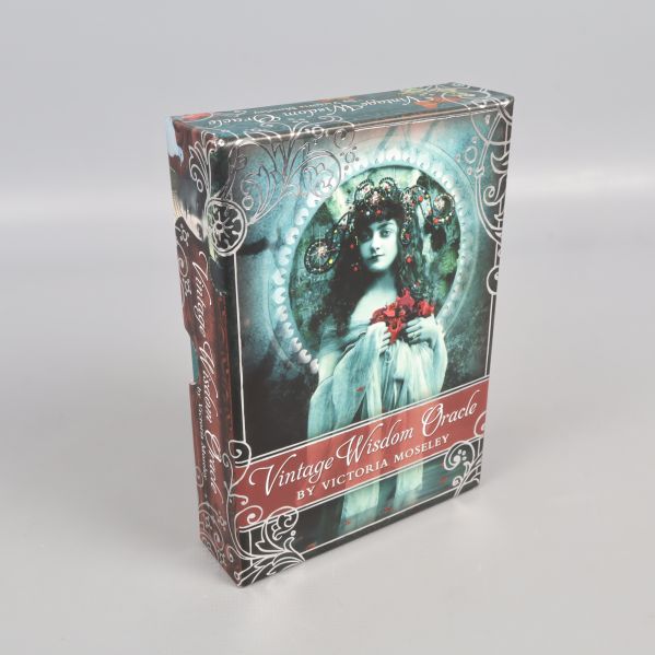 Vintage Wisdom Oracle dekorativ ask i blå toner med kvinnoporträtt och silvermönster