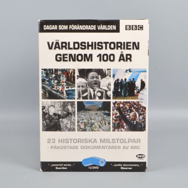 Framsidan av DVD-boxen Världshistorien genom 100 år med bilder