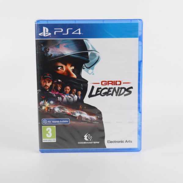 Framsidan av Grid Legends PS4-spel med racerbilar och förare
