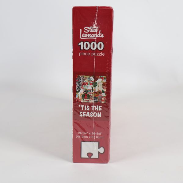 Sidan på pusselkartong med text och motiv, 1000 bitar