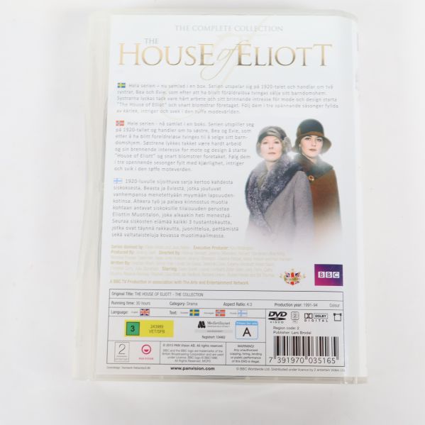 Baksidan av The House of Eliott DVD-box med beskrivning och bilder