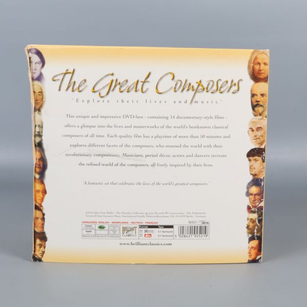 Baksidan av DVD-boxen med sammanfattning och porträtt