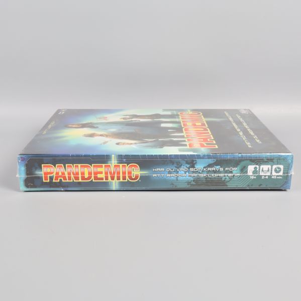 Pandemic sällskapsspel från sidan med speltid och spelarinformation