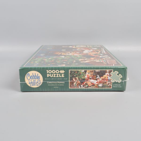 Kortsida av Cobble Hill pussellåda med 1000 bitar och motiv