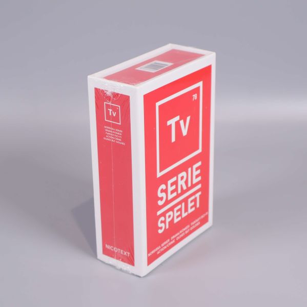 Höger sidovy på tv seriespelet i röd och vit box