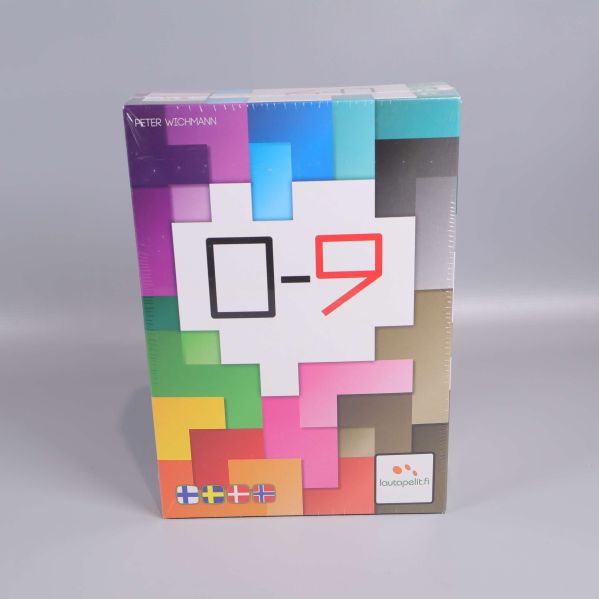 Framsidan på färgglad spelask med siffror 0-9