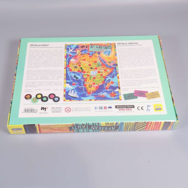 Baksidan av Afrikas stjärna med spelplan och instruktioner
