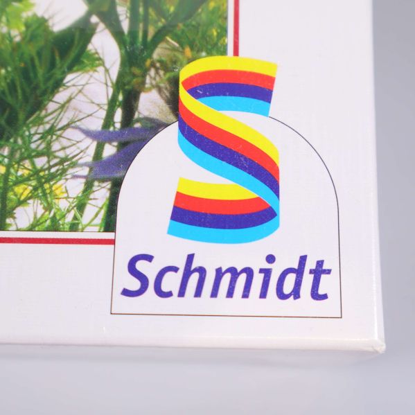Närbild av Schmidt-logotyp med regnbågsfärger