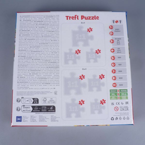 Baksida av Trefl Paw Patrol pussel med biträkning