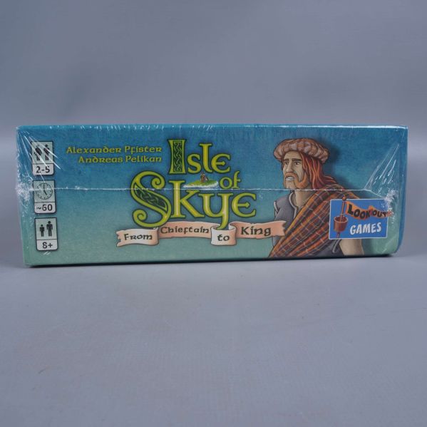 Sidan av Isle of Skye spelask med symboler för spelare och tid