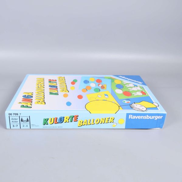 Sida av ask med färgglada ballonger och spelets titel