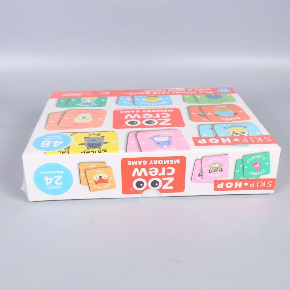 Sidan av Zoo Crew memoryspel med information om 48 kort och antal deltagare