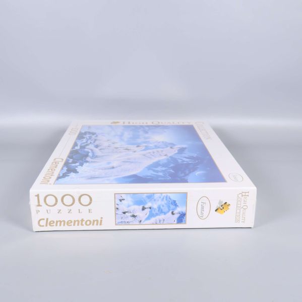Clementoni pussel med 1000 bitar, vargmotiv, låda sedd från sidan
