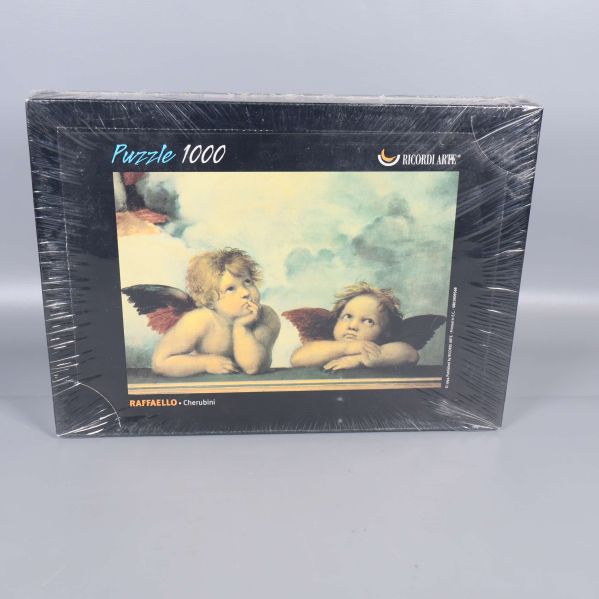 Framsidan av Ricordi Arte pussel med änglamotiv och 1000 bitar