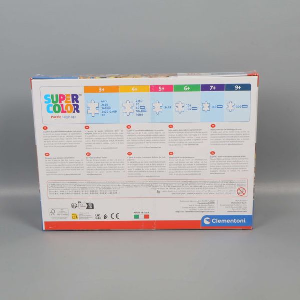 Baksidan av Paw Patrol pussel visar produktinformation och åldersrekommendationer