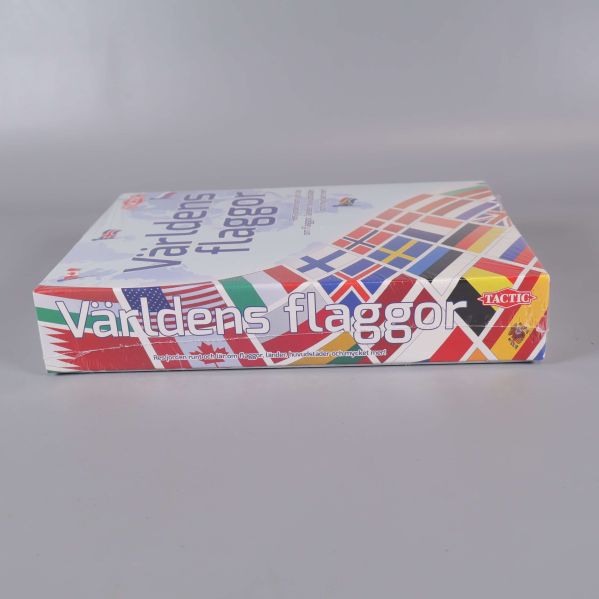 Världens flaggor liggande kartong med logotyp