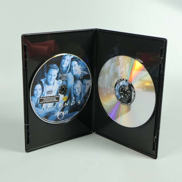 Öppet DVD-fodral med två skivor för Vänner