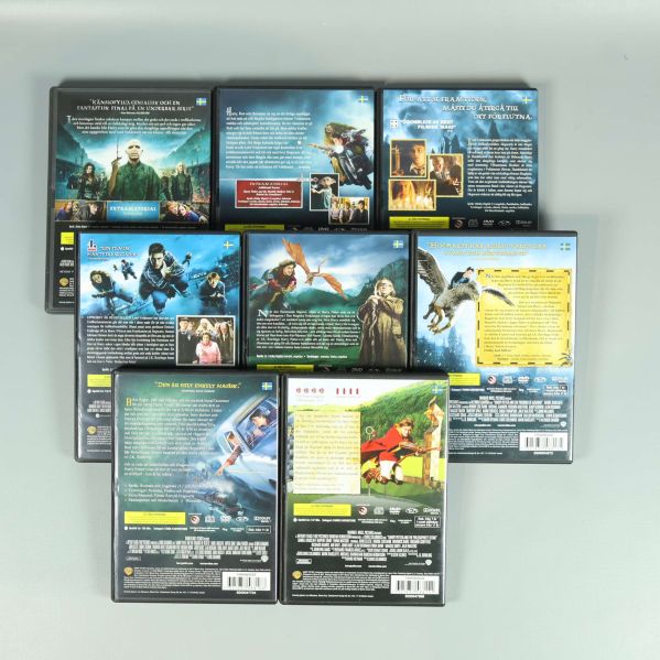 Baksidor av Harry Potter-DVD-omslag med detaljer