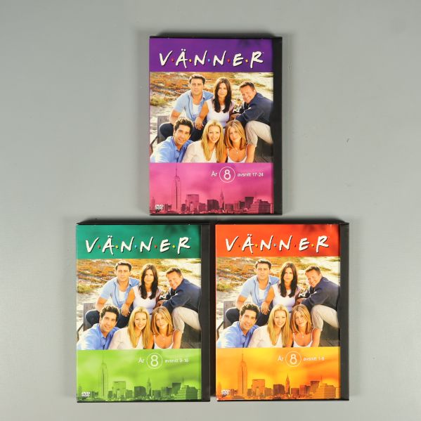 Tre DVD-fodral från Vänner säsong 8