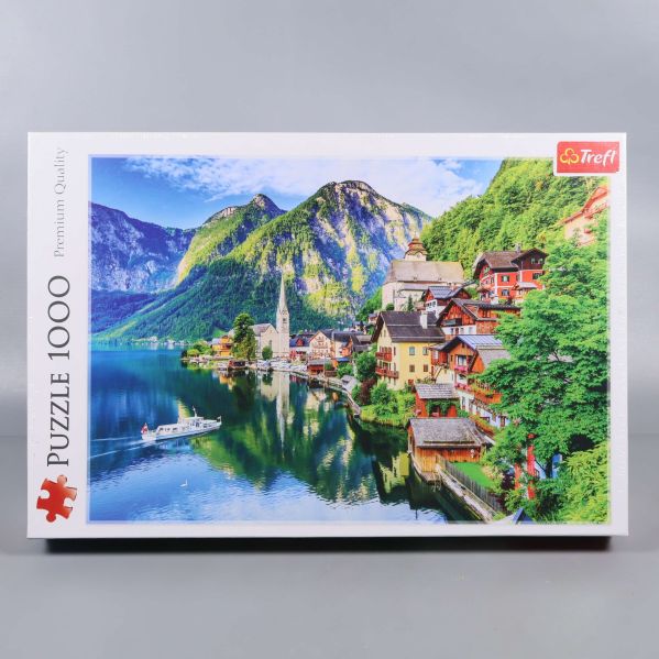 Framsida av Trefl pussel med Hallstatt-motiv 1000 bitar
